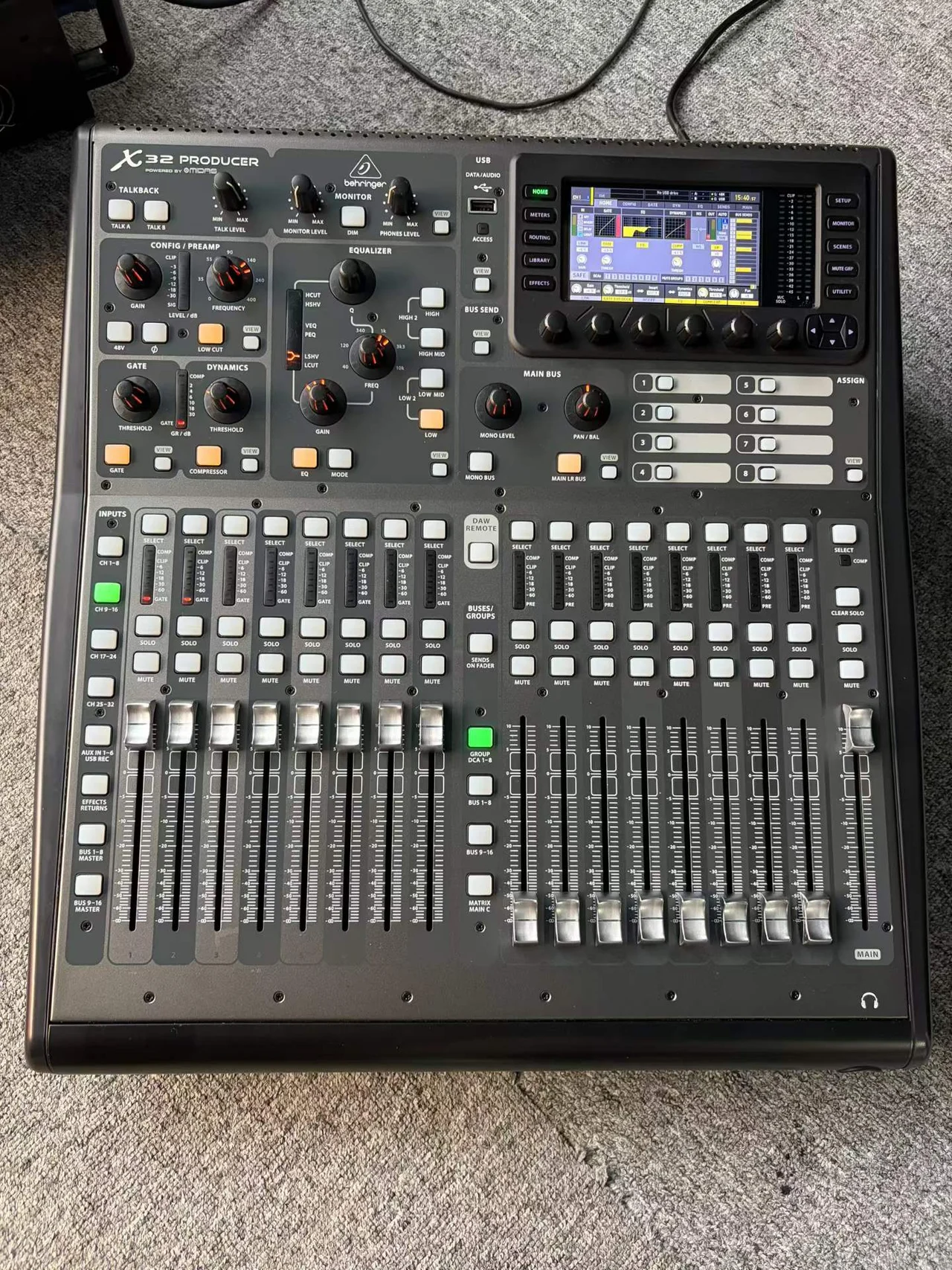 Supplied photograph of Behringer X32; identity and availability require confirmation — photograph 1