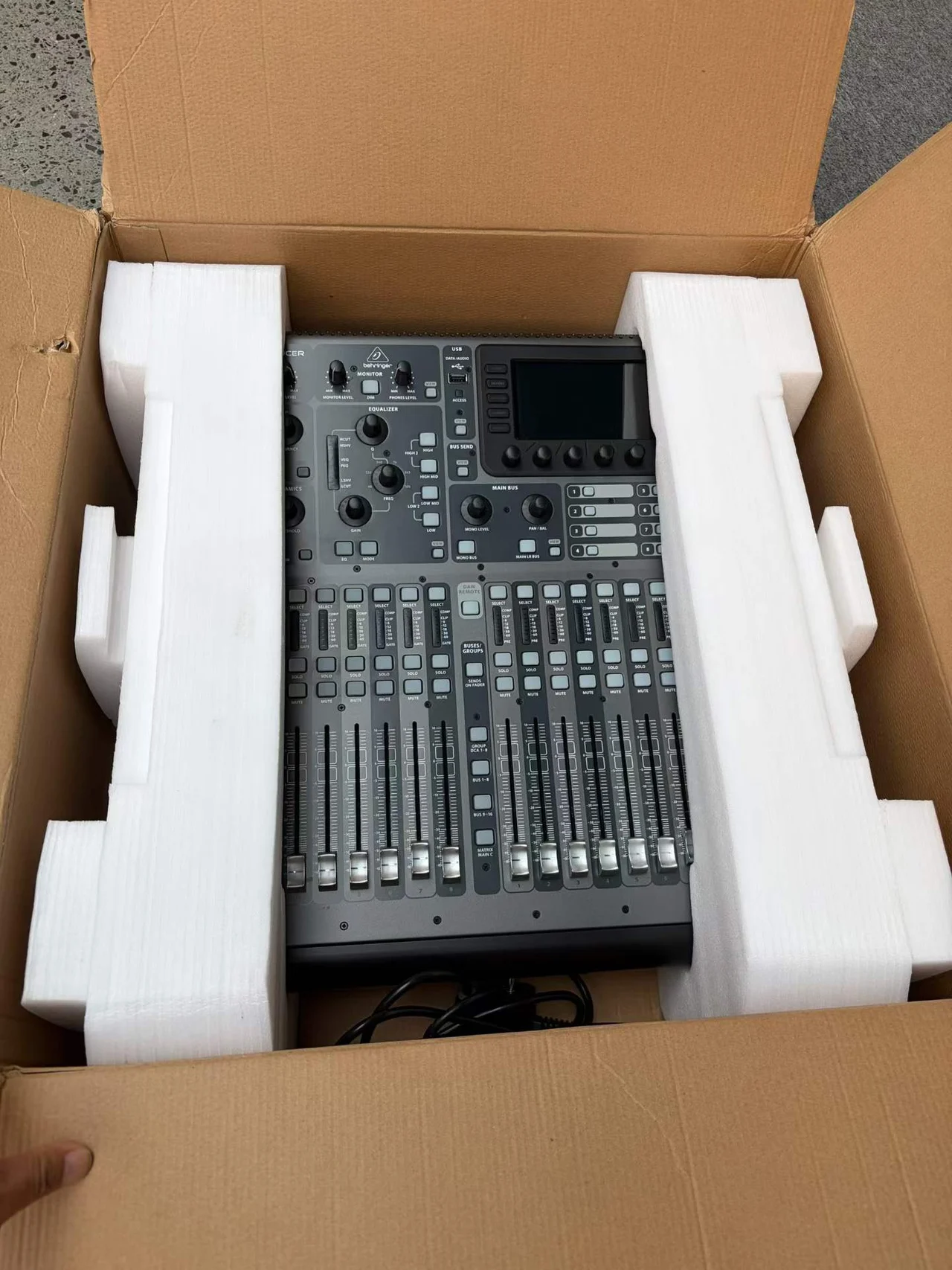 Supplied photograph of Behringer X32; identity and availability require confirmation — photograph 4